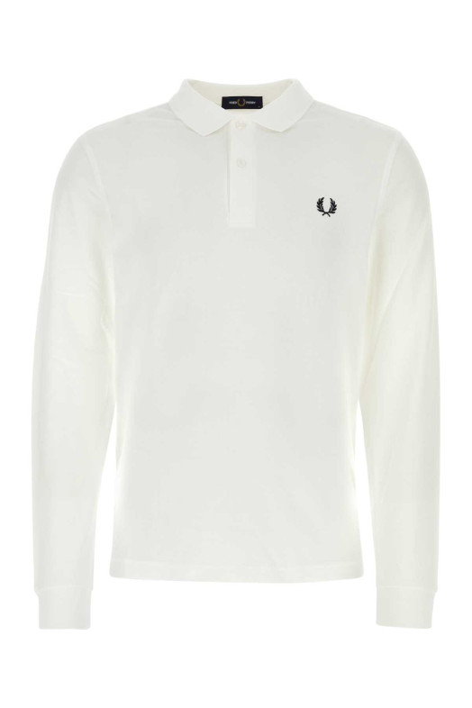 Белая рубашка-поло из пике белого цвета FRED PERRY (M6006)