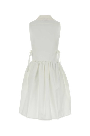White cotton blend mini dress Black MIU MIU (MF6425SOOO163M)