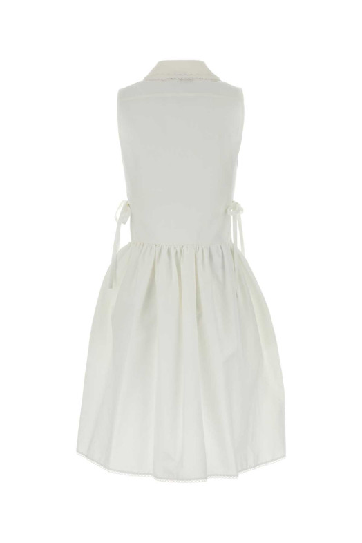 White cotton blend mini dress Black MIU MIU (MF6425SOOO163M)
