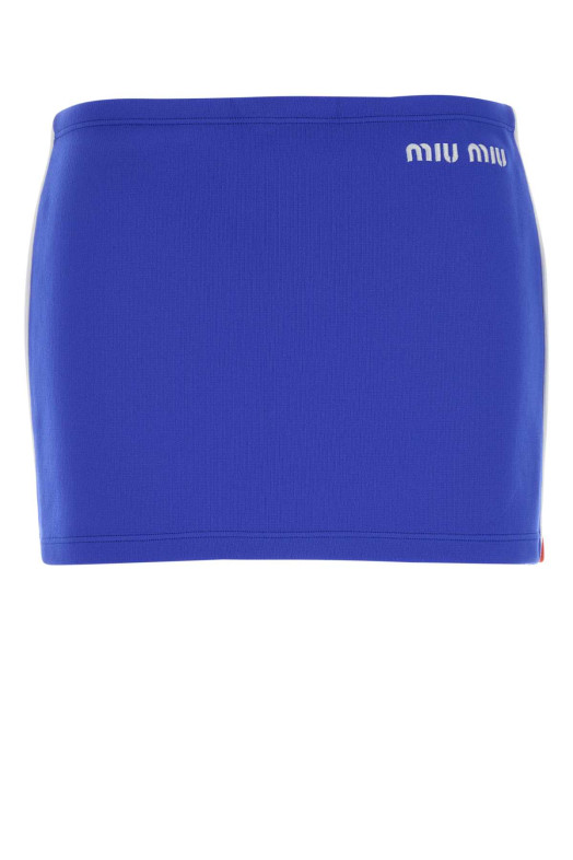 Синяя мини-юбка из эластичного нейлона MIU MIU (MMG584SOOO148O)