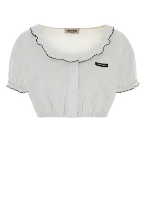 Білий топ із попліну MIU MIU (MT2257SOOO197F)