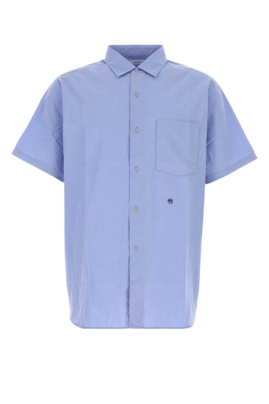 Powder light-blue cotton blend oversize shirt NANAMICA (S26SG088E)