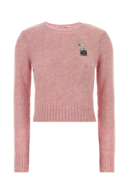 Розовый шерстяной свитер из меланжевой ткани Pink LOEWE (S359Y14KI9)