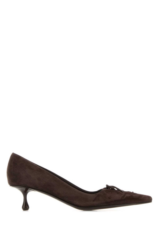 Темно-коричневые замшевые туфли-лодочки Scarlett 50 бордового цвета от JIMMY CHOO (SCARLETT50SUE)