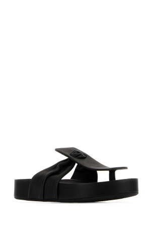 Black leather thong slippers UMA WANG (US9077)