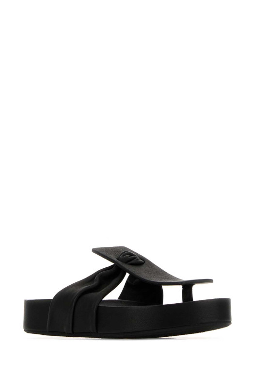 Black leather thong slippers UMA WANG (US9077)