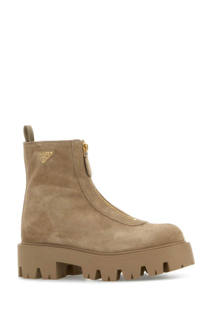 Sand suede ankle boots PRADA (1T328OF050054)