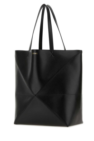 Black leather large Puzzle Fold shopping bag Black LOEWE (B933Q18X01)
