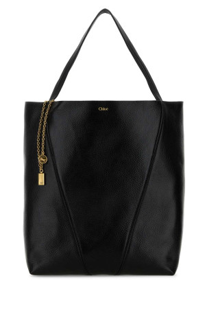 Black leather large Spin shopping bag CHLOE (CHC25SS810N84)