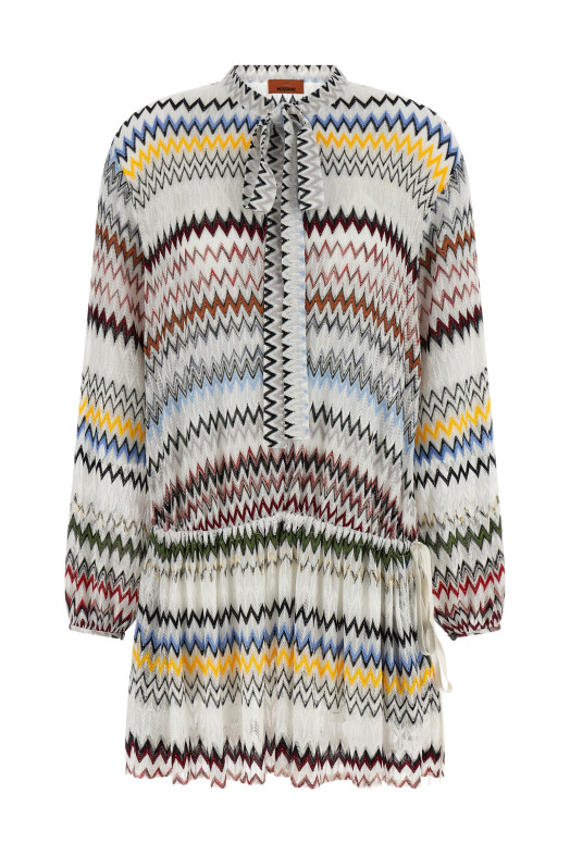 Платье с микро-шевронами, белого цвета MISSONI DS26SG09BR0150S01K2