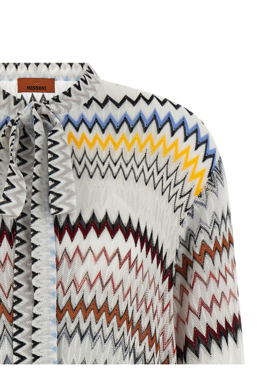 Платье с микро-шевронами, белого цвета MISSONI DS26SG09BR0150S01K2