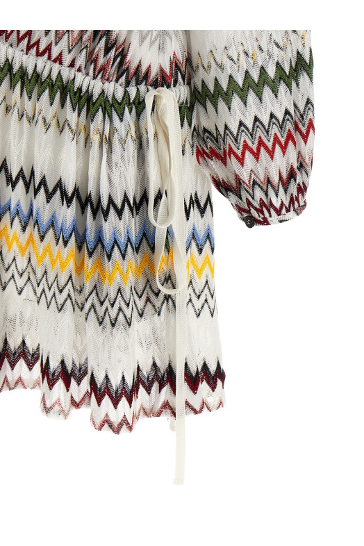 Платье с микро-шевронами, белого цвета MISSONI DS26SG09BR0150S01K2