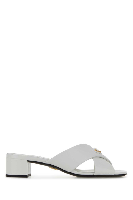 White leather mules Black PRADA (1XX788F0353A9S)