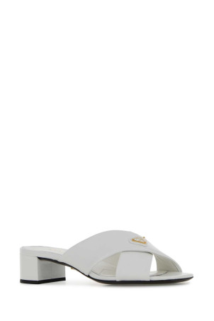 White leather mules Black PRADA (1XX788F0353A9S)