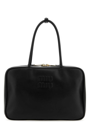 Black leather handbag Black MIU MIU (5BB117VMON2CRW)