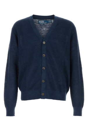 Navy blue linen cardigan POLO RALPH LAUREN (710B17547)