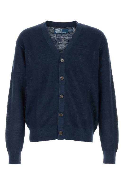 Navy blue linen cardigan POLO RALPH LAUREN (710B17547)
