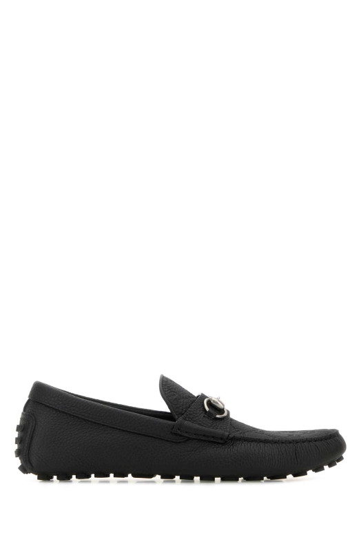 Черные кожаные лоферы Driver от GUCCI (765859AADQ4)