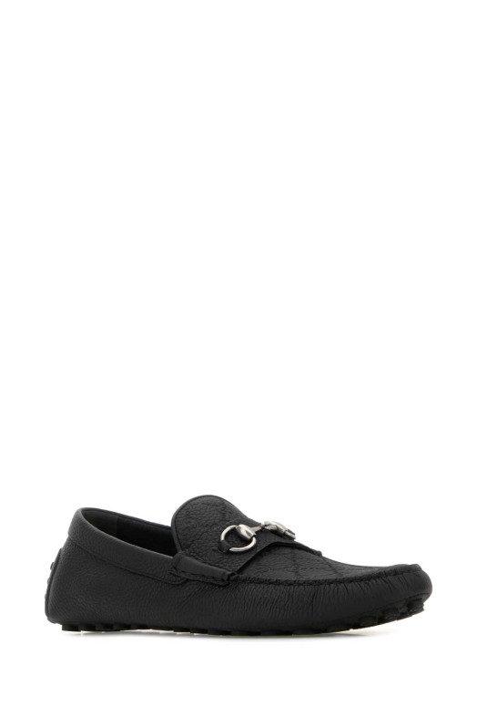 Черные кожаные лоферы Driver от GUCCI (765859AADQ4)