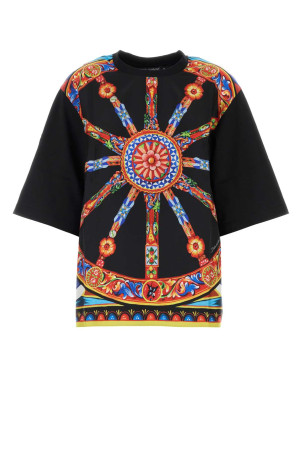 Black twill and jersey t-shirt DOLCE & GABBANA (F8W13TGDDVP)