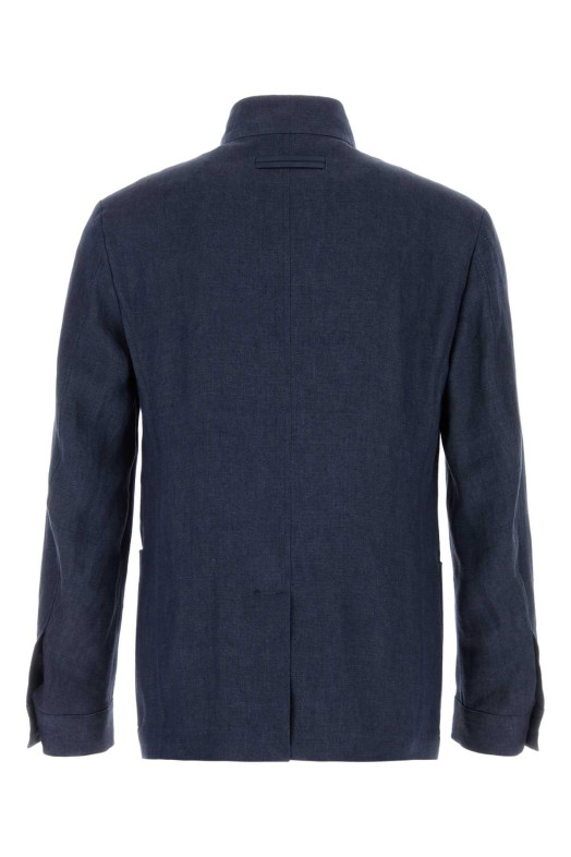 Темно-синий льняной блейзер ZEGNA (R373C74A31VHKQ0)