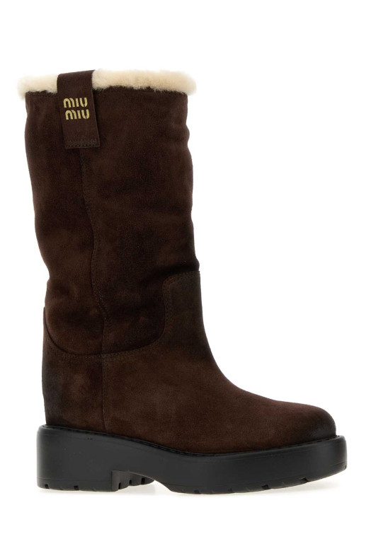 Dark brown suede boots MIU MIU (5U270EFZF553AE4)