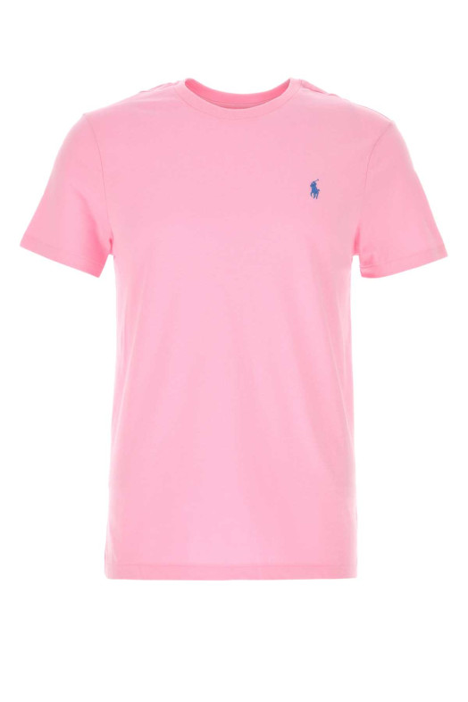 Розовая хлопковая футболка POLO RALPH LAUREN (710671438)