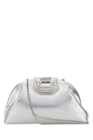 Silver metal Camelia clutch Silver AMINA MUADDI (CAMELIABAG)