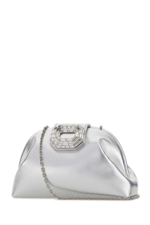 Silver metal Camelia clutch Silver AMINA MUADDI (CAMELIABAG)