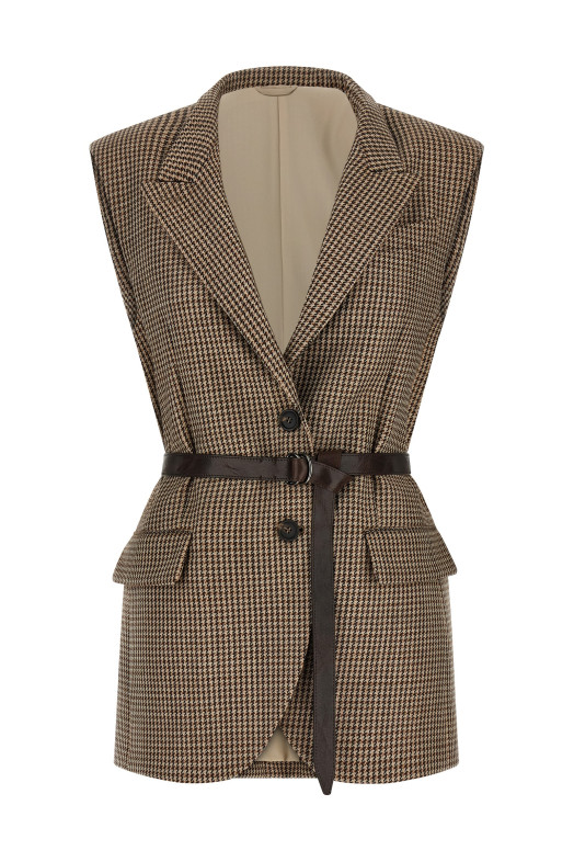 Жилет с ремнями, бежевый BRUNELLO CUCINELLI MG5467259PC001