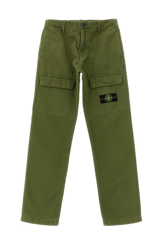 Брюки-карго из канваса, зеленые STONE ISLAND JUNIOR L2S163100001S0104V015G