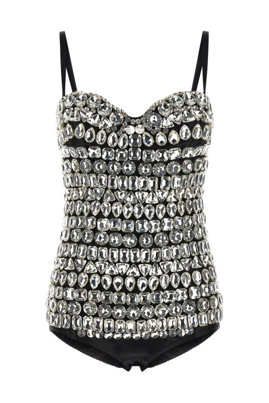 Боди из хрусталя, серебристого цвета DOLCE & GABBANA F73O3ZGD0O8S8400