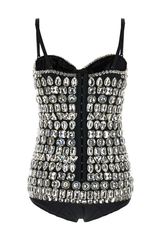 Боди из хрусталя, серебристого цвета DOLCE & GABBANA F73O3ZGD0O8S8400