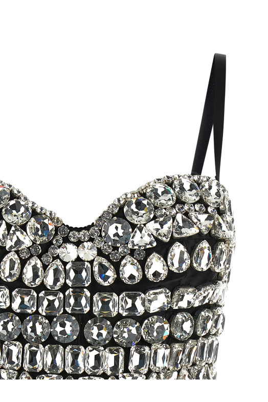 Боди из хрусталя, серебристого цвета DOLCE & GABBANA F73O3ZGD0O8S8400