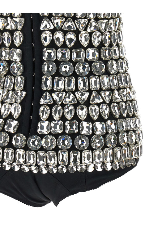 Боди из хрусталя, серебристого цвета DOLCE & GABBANA F73O3ZGD0O8S8400