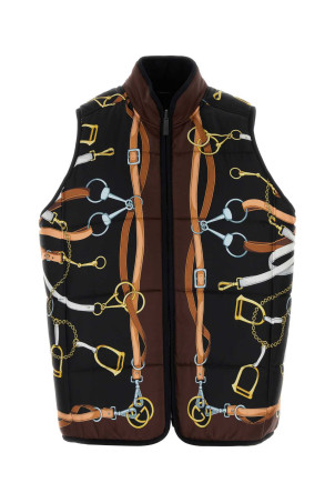 Printed twill reversible sleeveless jacket GUCCI (871691ZAVDH)