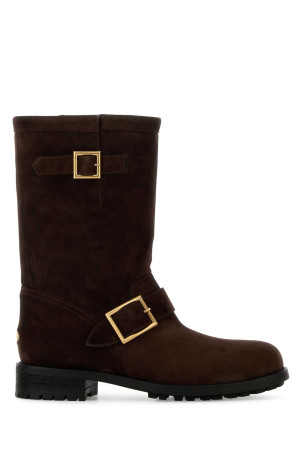 Chocolate suede Biker ankle boots Bordeaux JIMMY CHOO (BIKERMIDSVV)