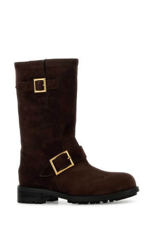 Chocolate suede Biker ankle boots Bordeaux JIMMY CHOO (BIKERMIDSVV)
