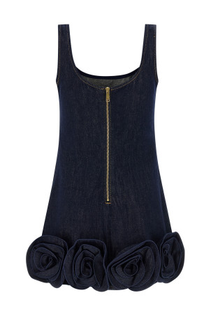 'Indigo Denim 3D Flower Mini' dress Blue
