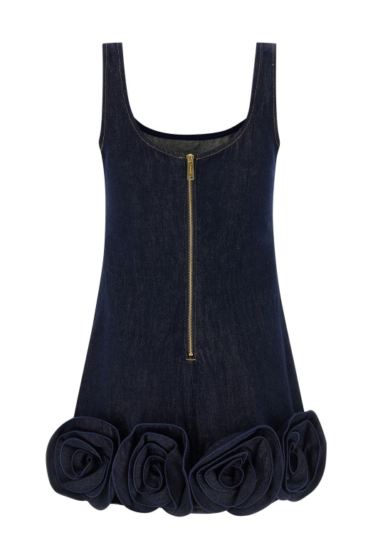 'Indigo Denim 3D Flower Mini' dress Blue