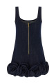 'Indigo Denim 3D Flower Mini' dress Blue
