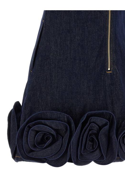 'Indigo Denim 3D Flower Mini' dress Blue