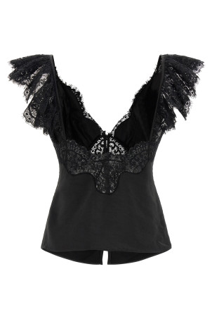 'Black Satin Lace' top Black