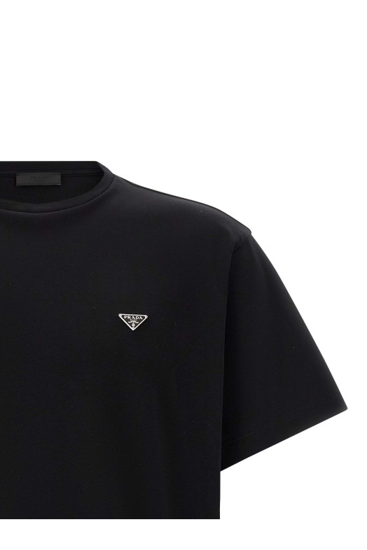 Футболка с логотипом в виде треугольника, черная PRADA UJN954SOOO240F0002