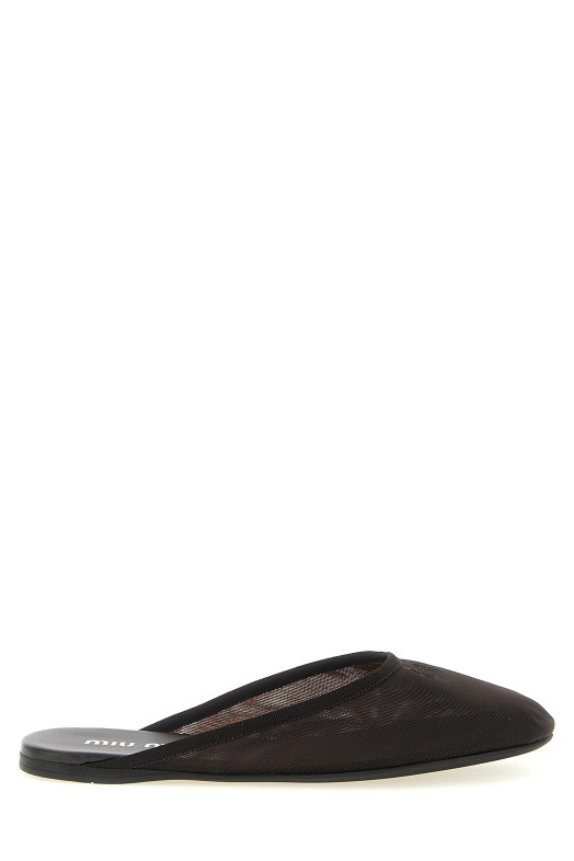 Mesh fabric slippers Black