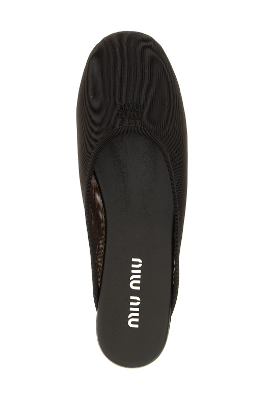Mesh fabric slippers Black