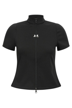 'Interlock Zipped' top Black