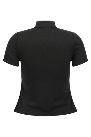 'Interlock Zipped' top Black