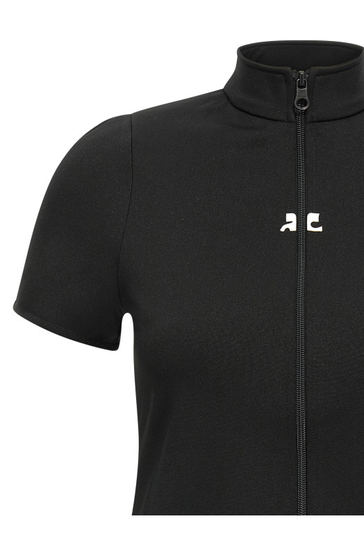 'Interlock Zipped' top Black