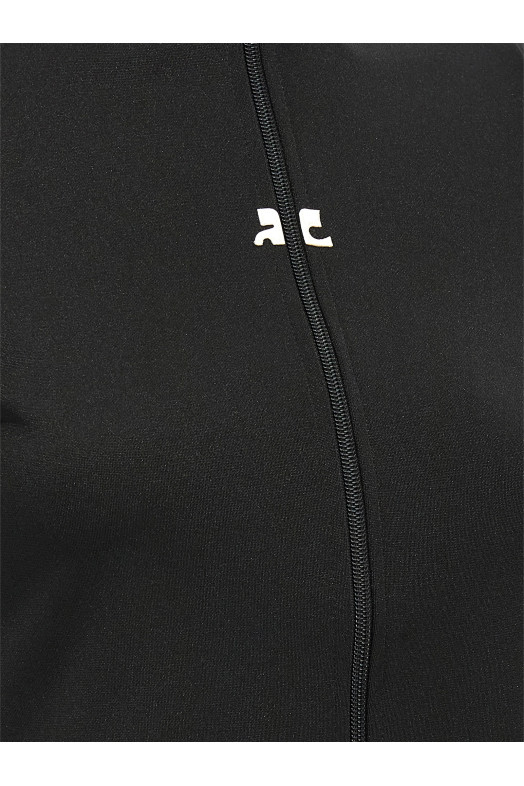 'Interlock Zipped' top Black